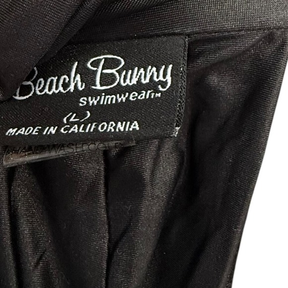 Beach Bunny Black Strapless Bikini Set Beaded Embellished Chain Top L Bottoms M - Picture 9 of 13